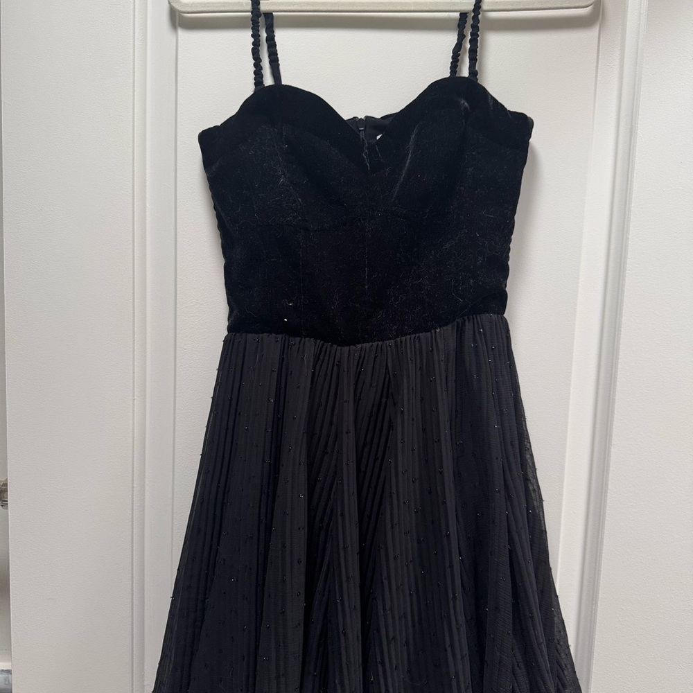 Zara Velvet  Black Strap Removable Mini Dress
